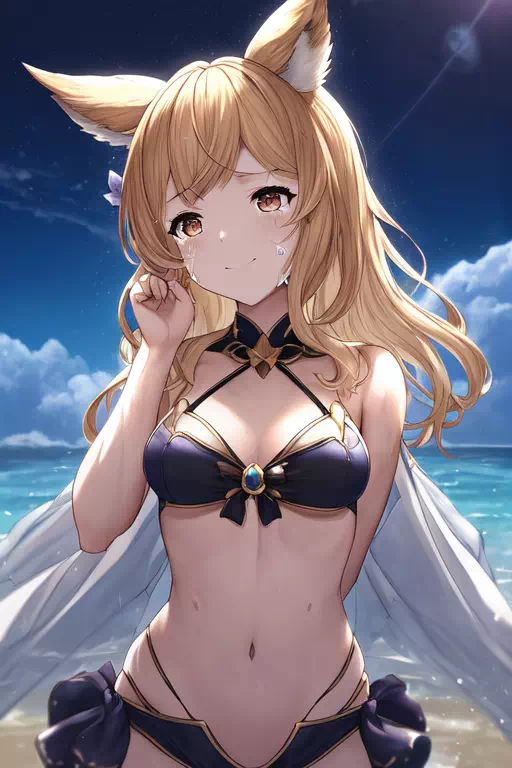 【pixiv今日のお題：ぴえん】水着エルーンの少女