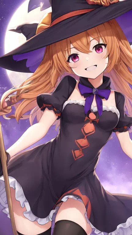 【pixiv今日のお題：ほうき】ハロウィン魔法使いコスプレ女の子