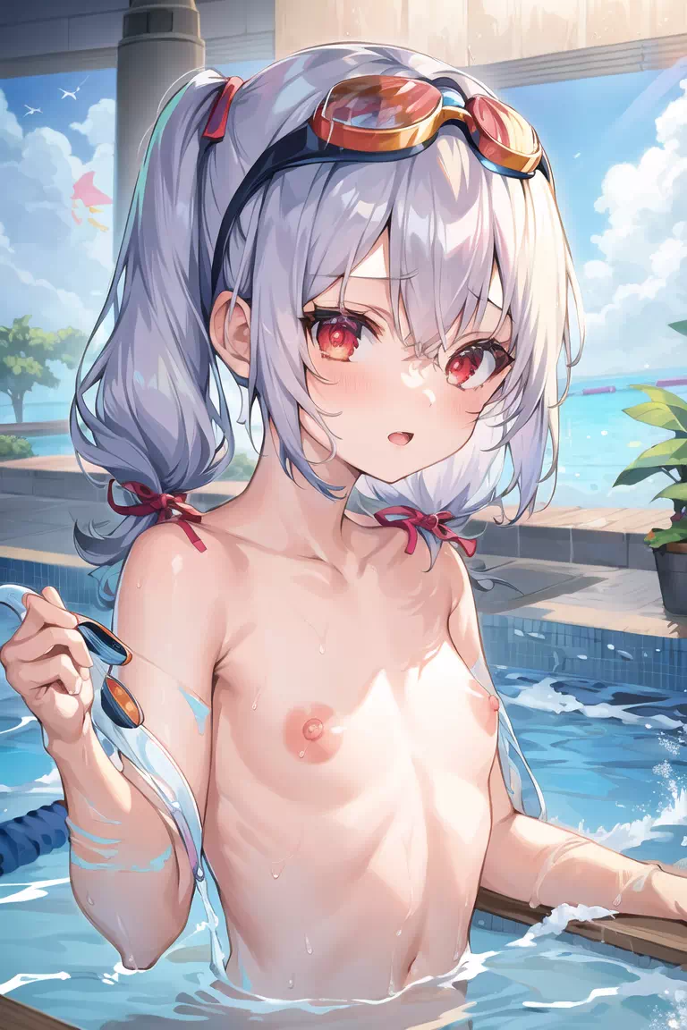 水泳部の銀髪娘