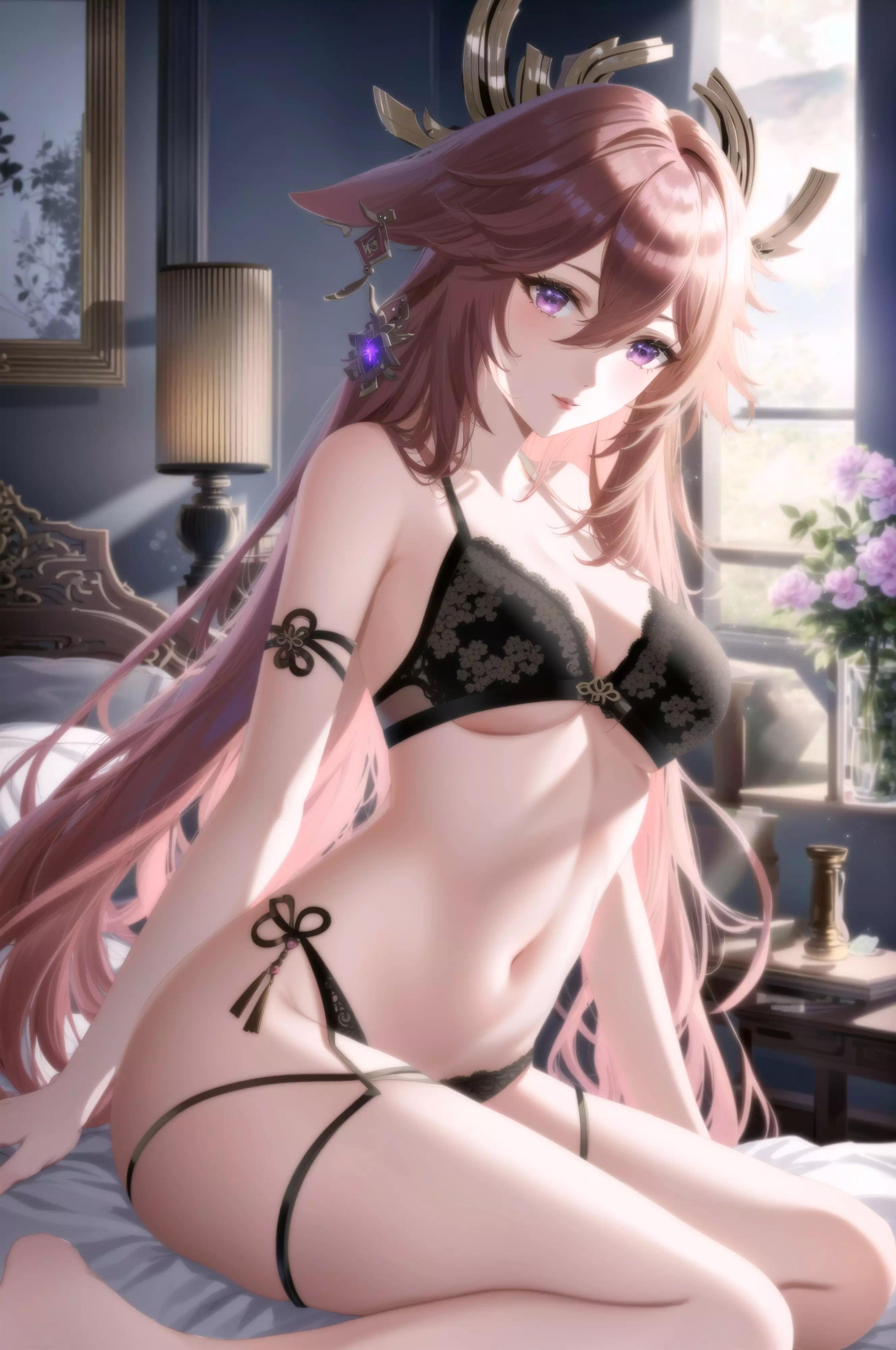 Yae Miko in evening lingerie