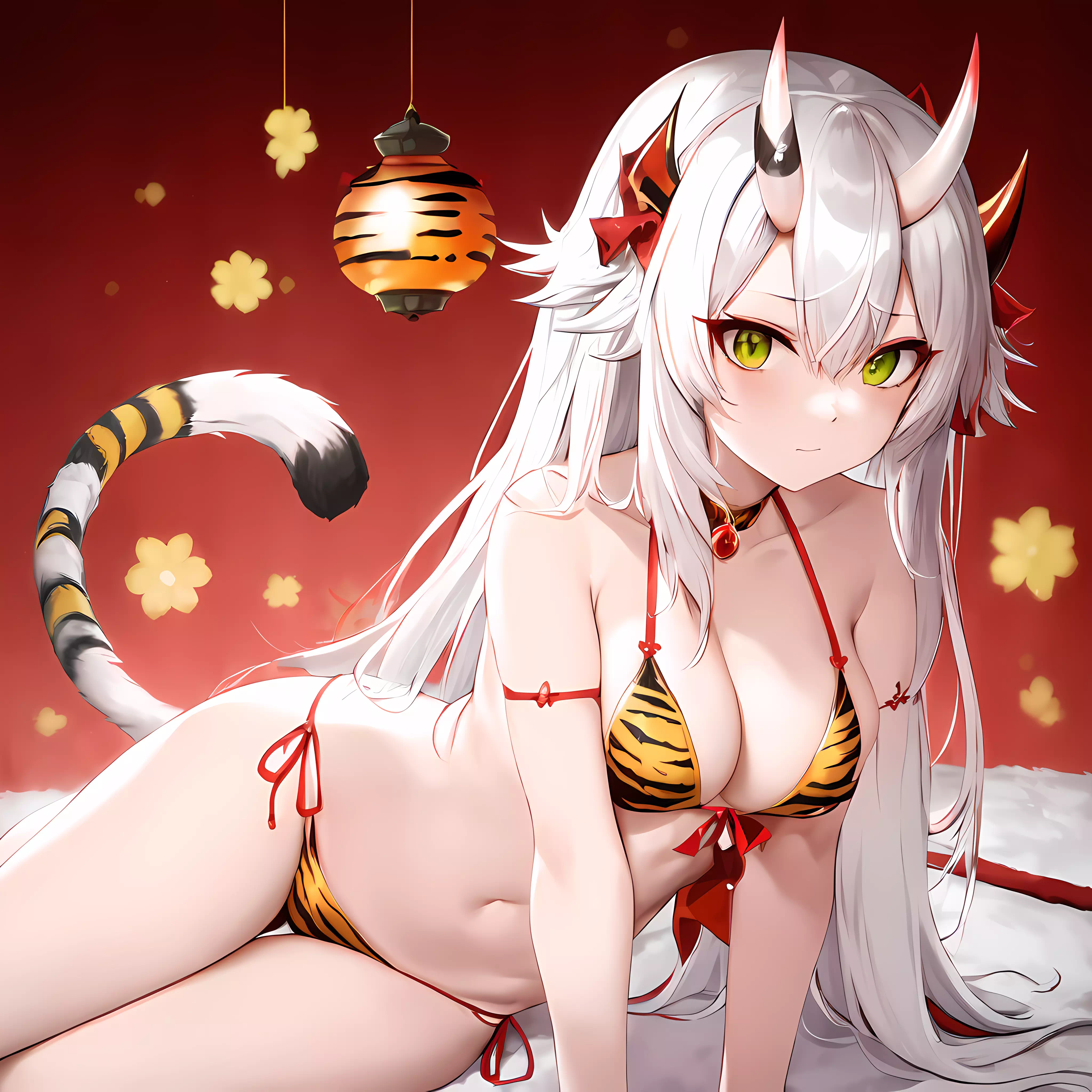 Oni Umeda in tiger bikini