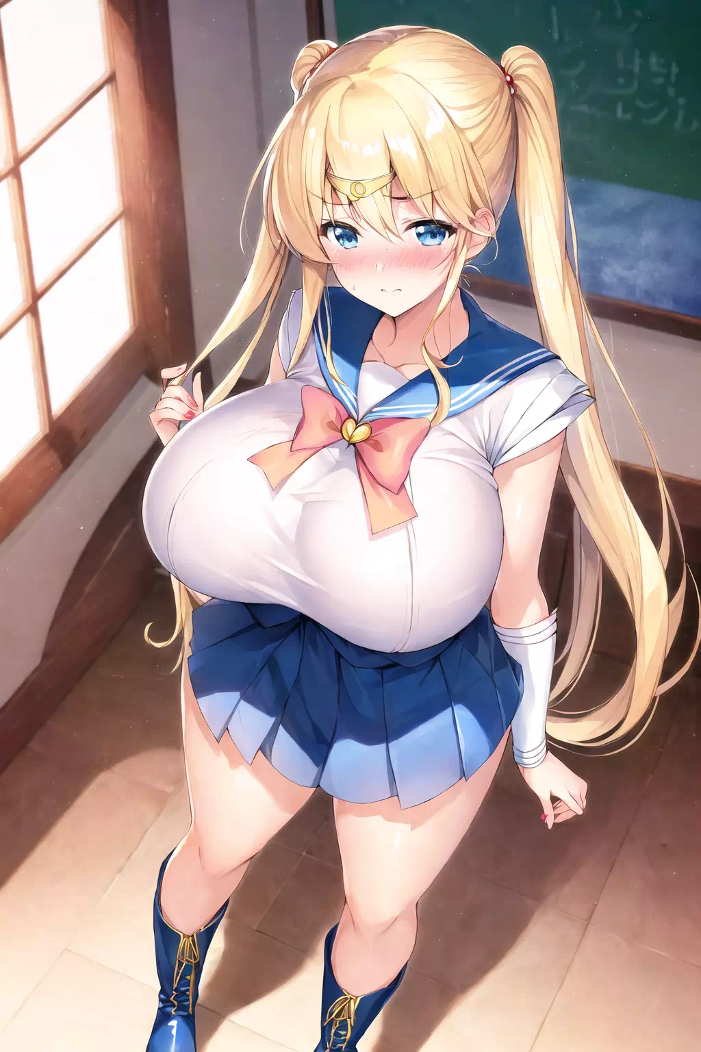 [AIイラスト] 胸が膨らんでしまったセーラームーン