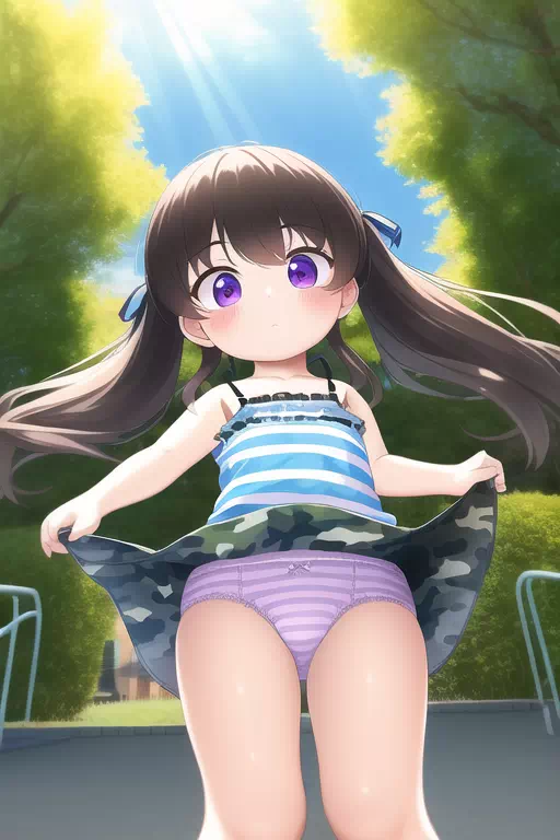 【AI】迷彩柄服のロリのパンチラ①