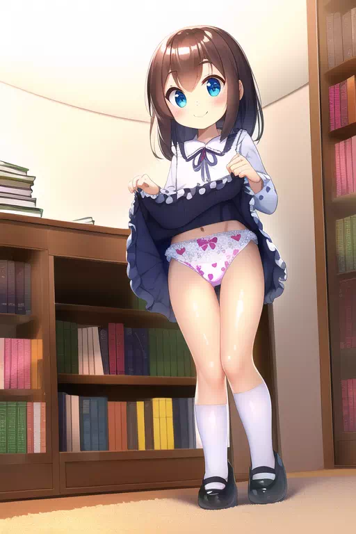 【AI】書斎でパンツを見せてくれるロリ②