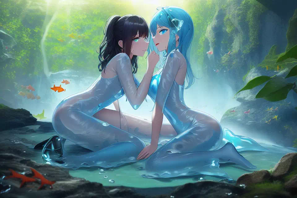 Cybergirls in aquarium