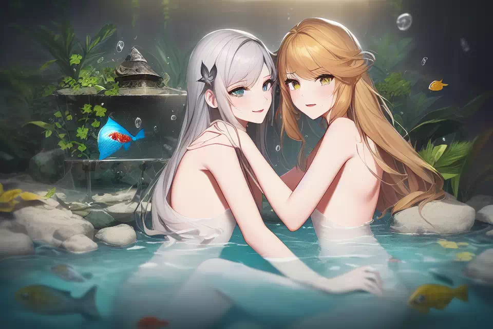 Cybergirls in aquarium