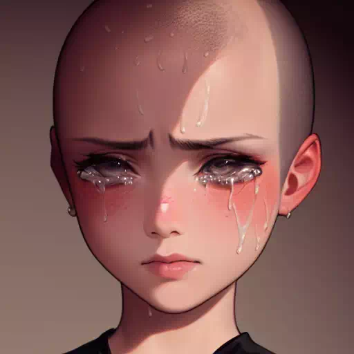various shaved and crying girls