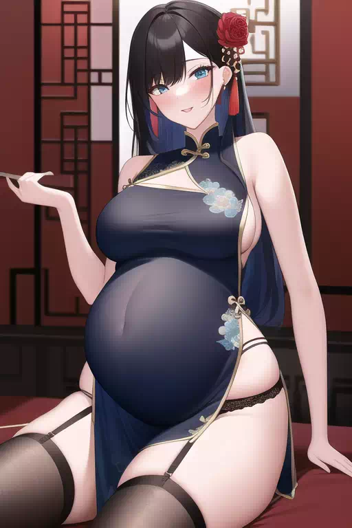 {novel ai}china dress,pregnant
