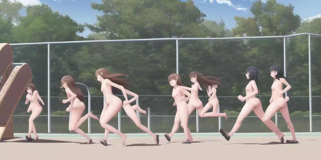 many naked girl run