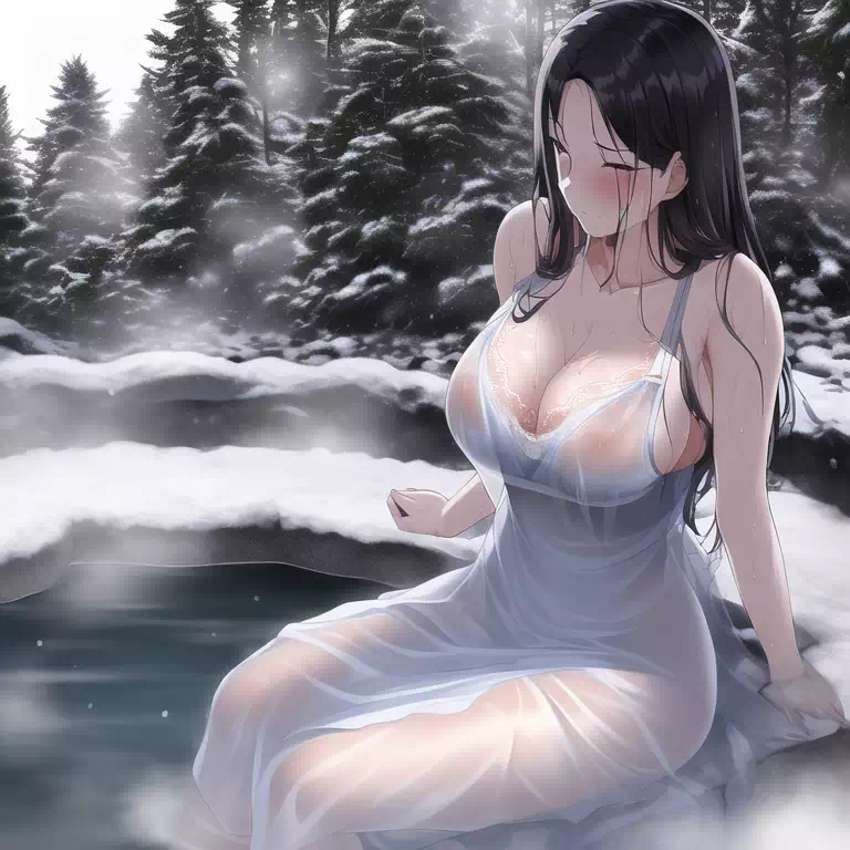 Hot spring in winter