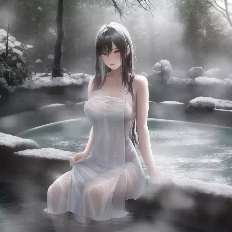 Hot spring in winter