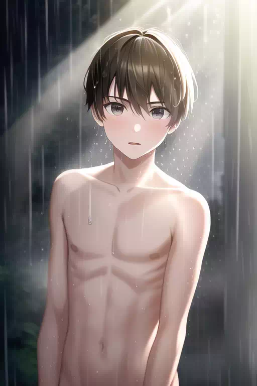 雨のサッカー少年(全裸有)
