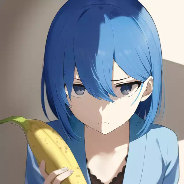 blue girl banana object 異物挿入