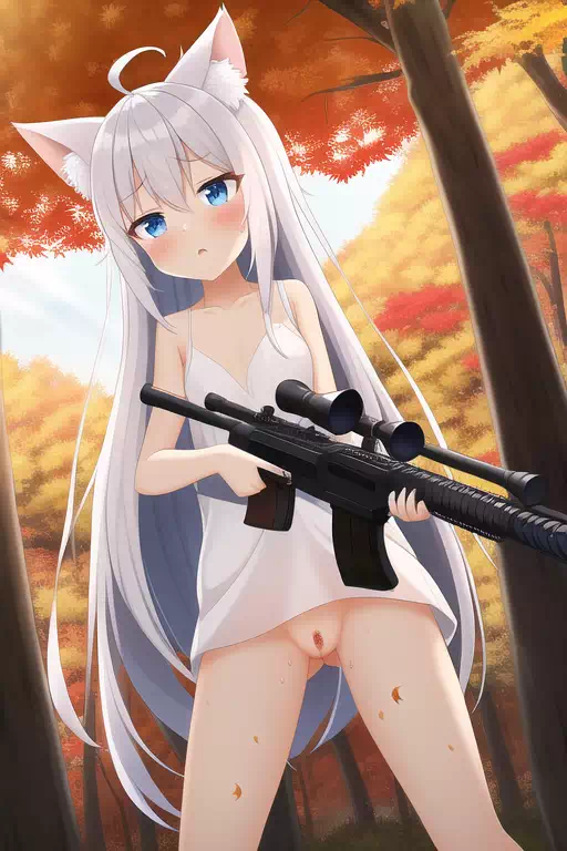WhiteCat with SniperRifle,Autumn