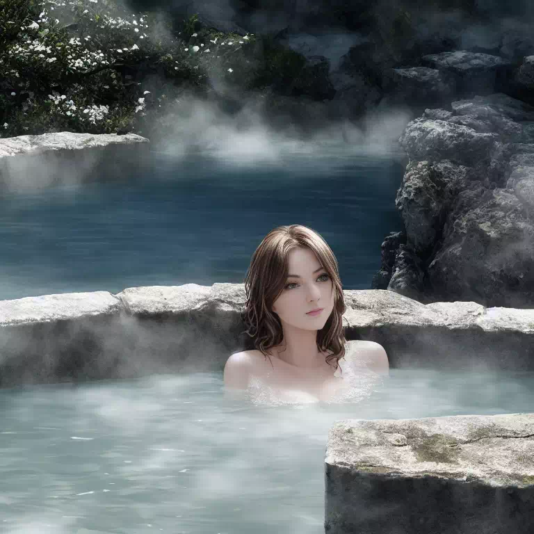 Woman in hot spring