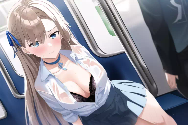 [NovelAI]電車で痴漢に遭うアスナ