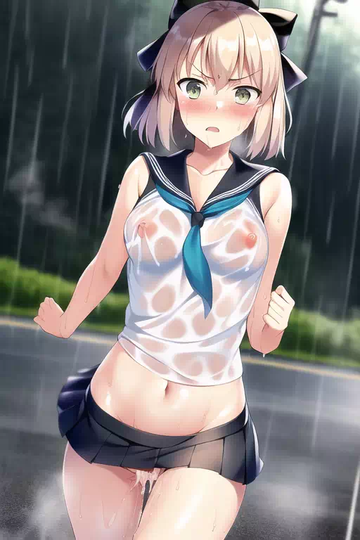 雨の中沖田さん