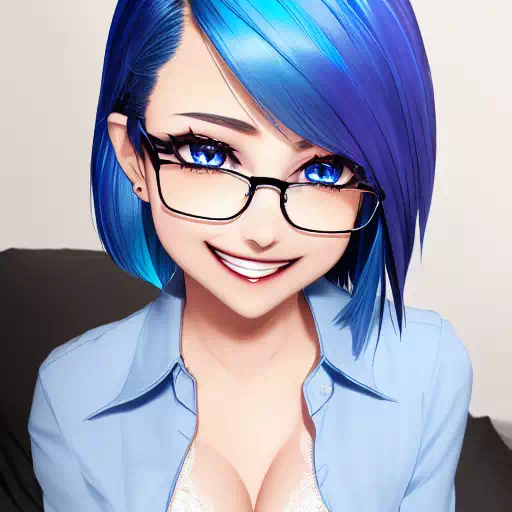 Blue haired office worker