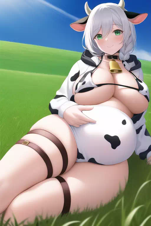 cow prtint bikini,hood,pregnant