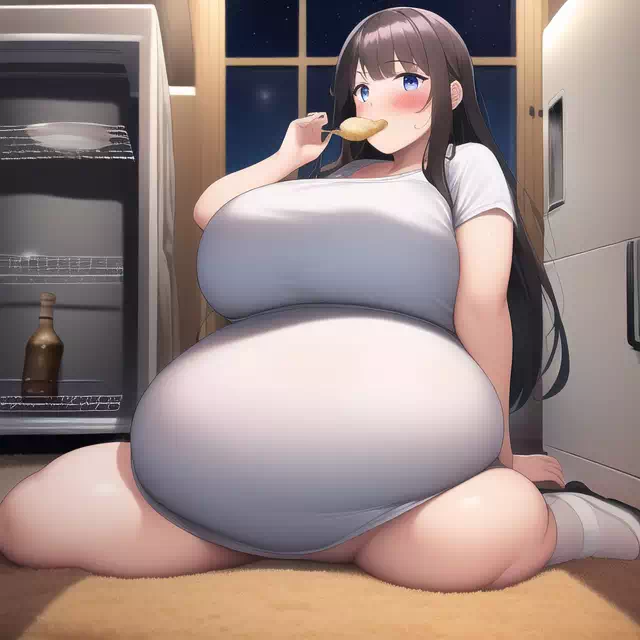 novelAI fat girl eat