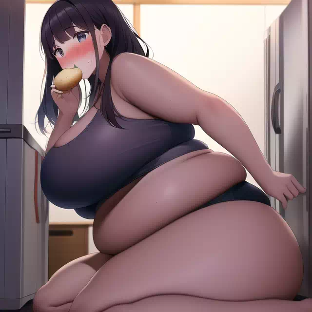 novelAI fat girl eat