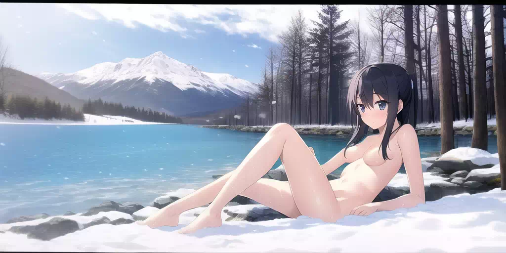 雪景色の中で裸になる少女たち