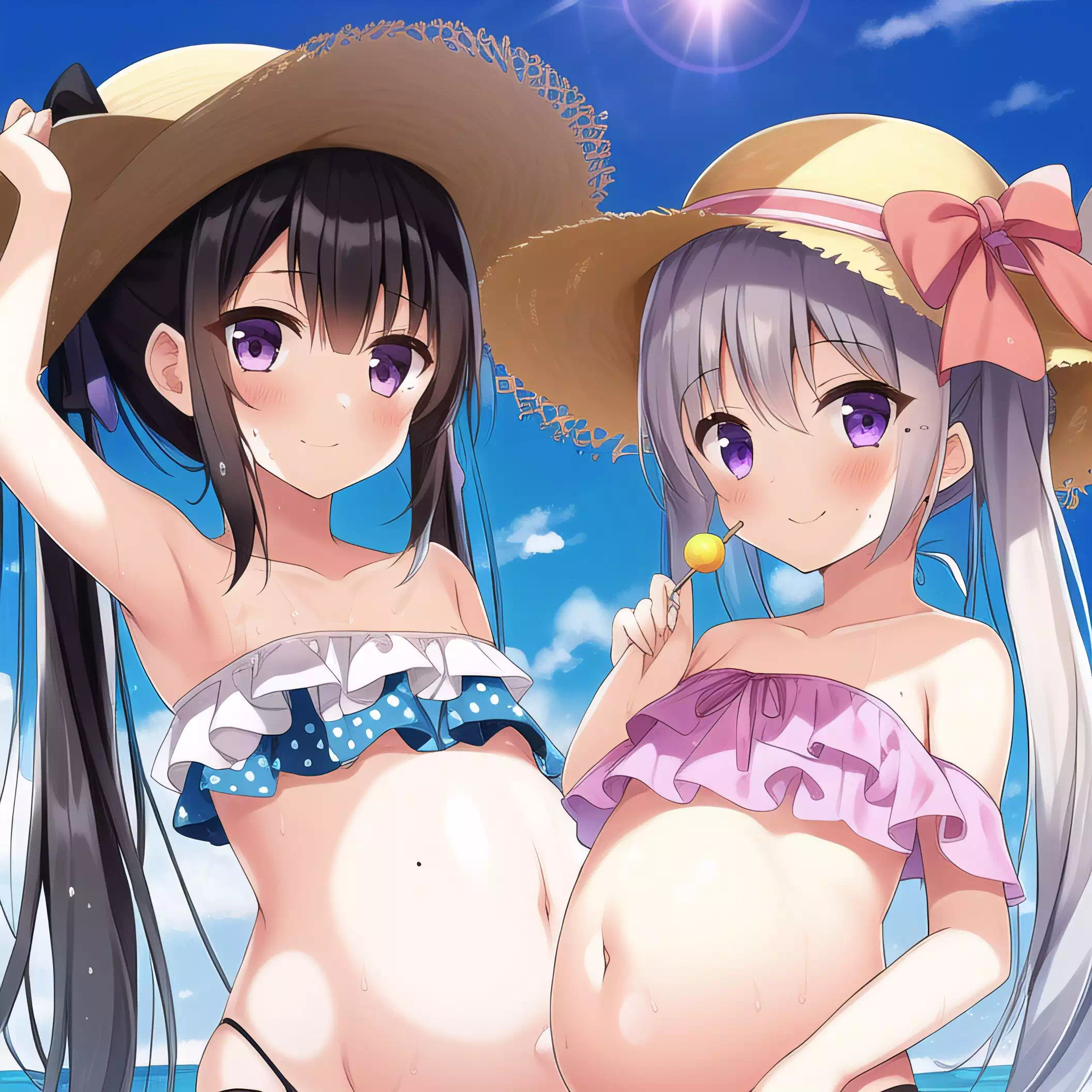 two pregnant loli at the beach
