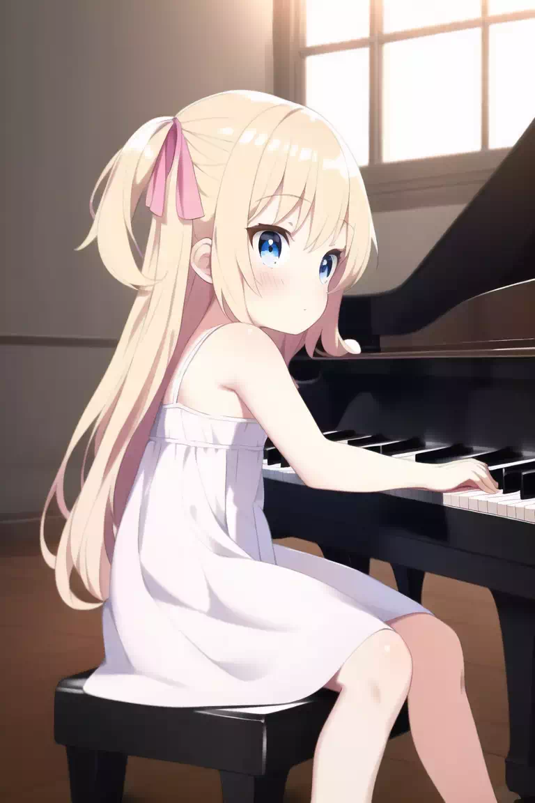 ピアノを弾く金髪少女