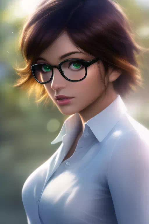 Short red hair with glasses