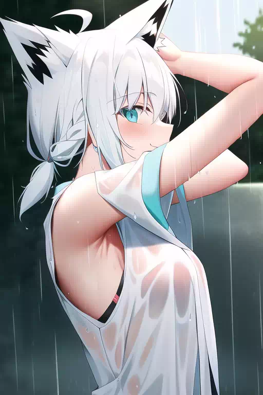 Shirakami Fubuki armpit in rain