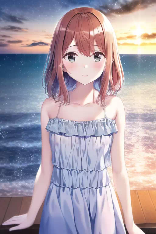 海辺ドレスの少女
