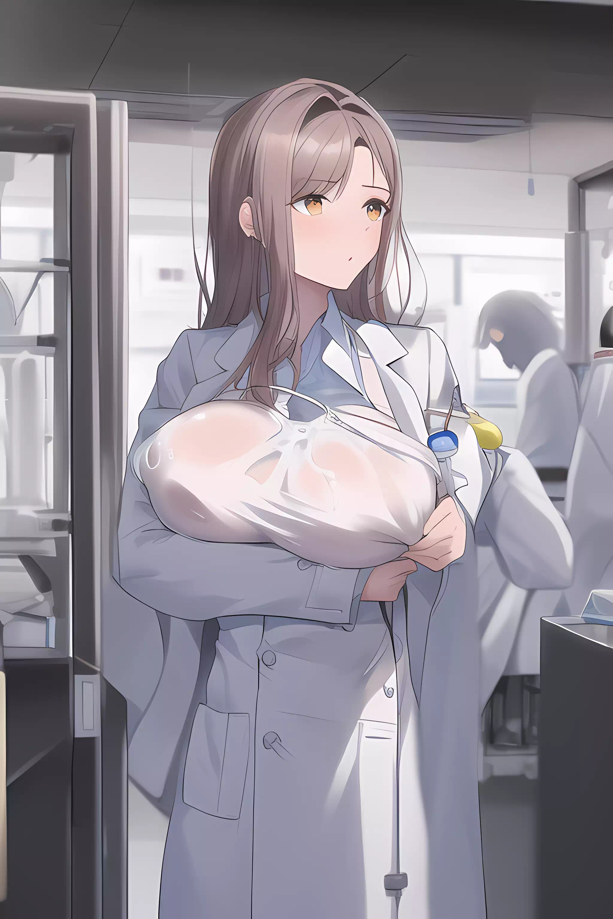 【AI生成】白衣と母乳と実験室１
