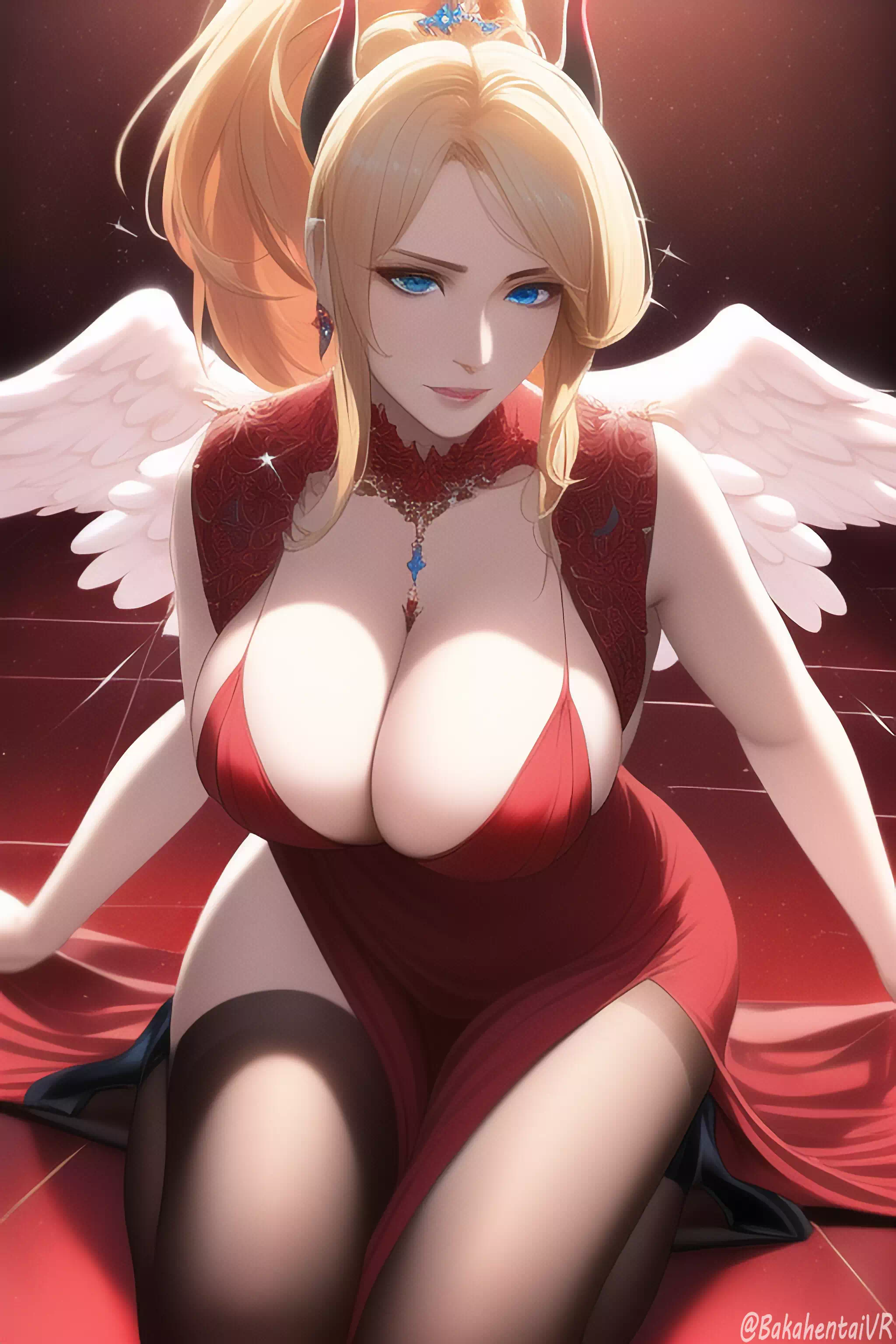 Blonde Angel in Red (AI)