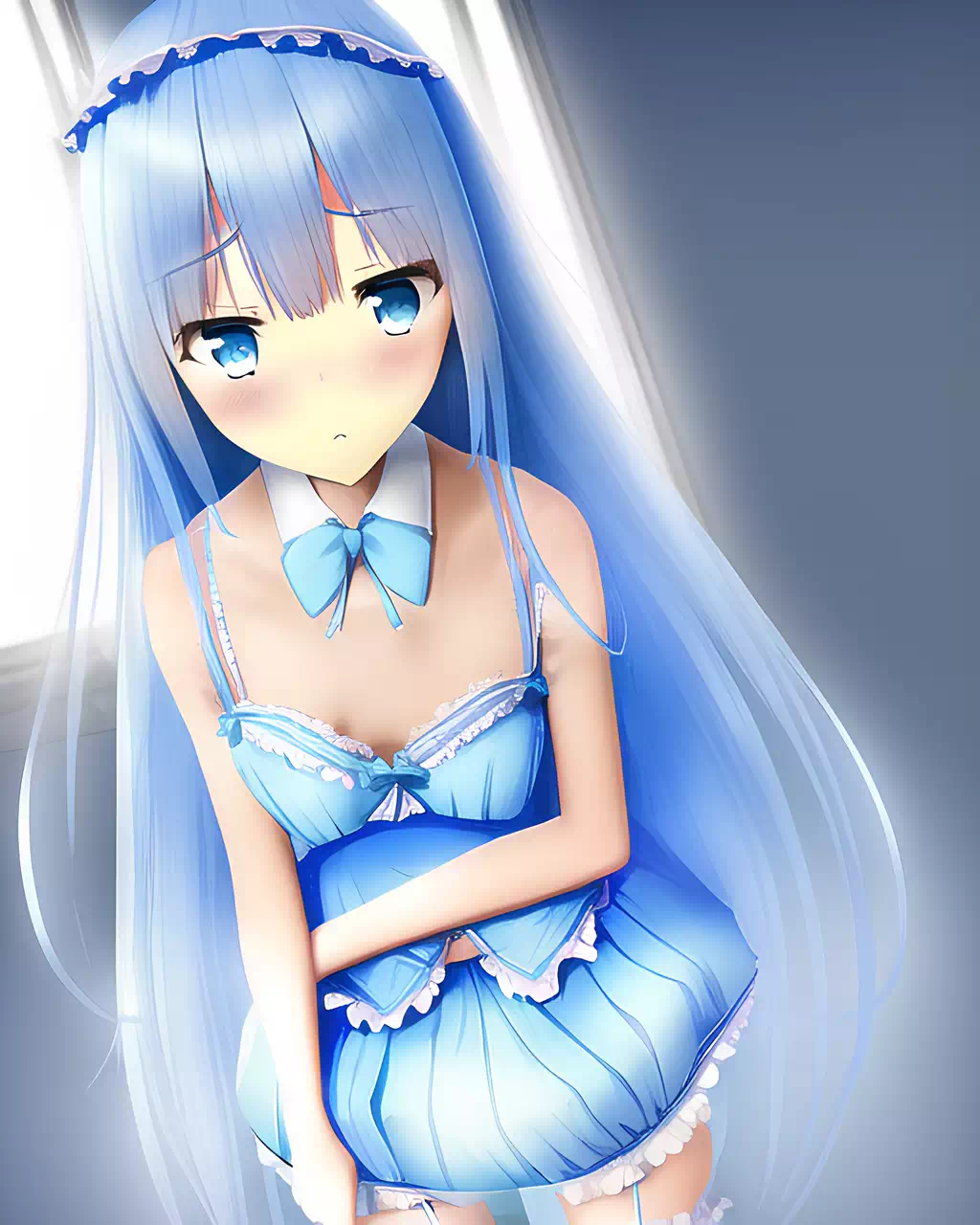 【AI】青い服がキュートなロリータ