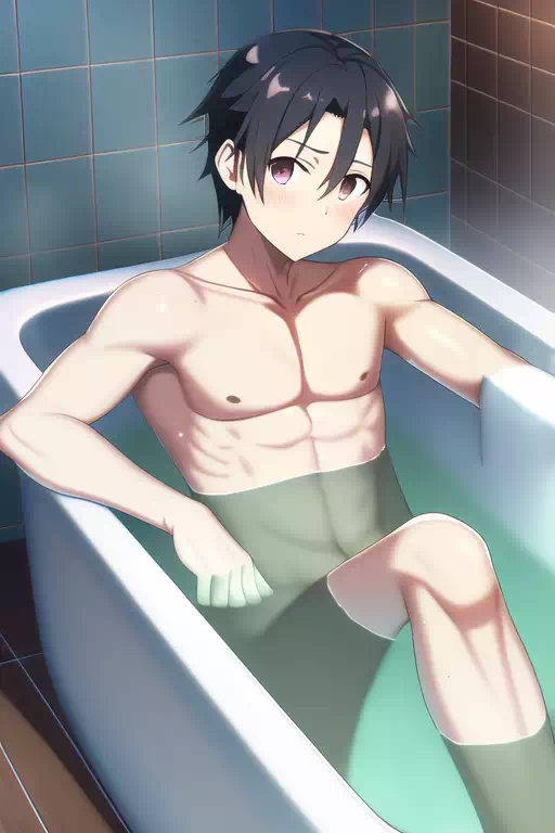 Kirito taking a bath
