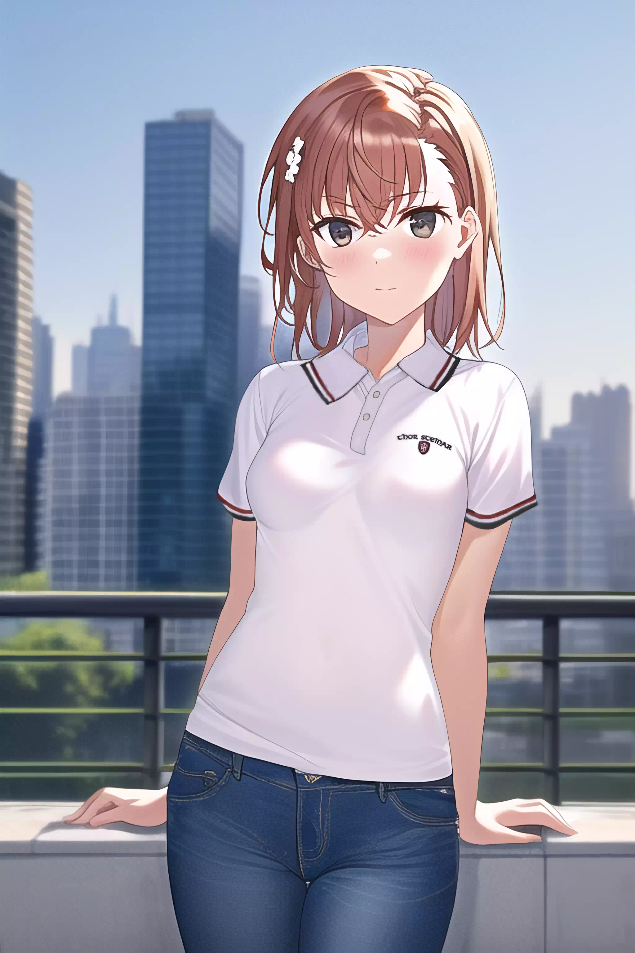 misaka mikoto in ts polo shirt