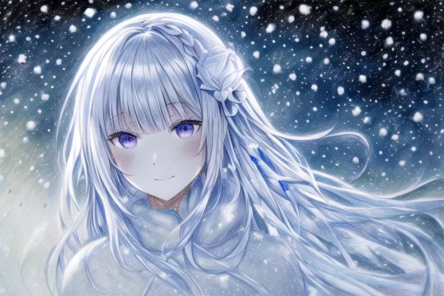 (AI) エミリアたん（雪の中で）-Emilia in Snow