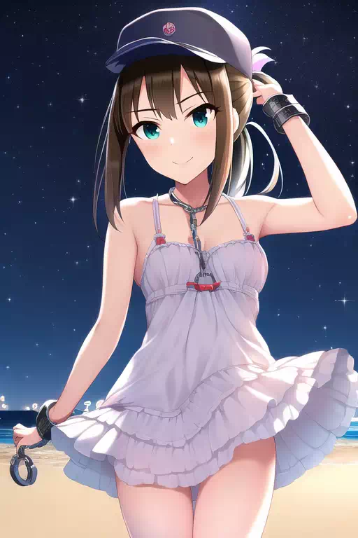 Rin days on beach with negligee