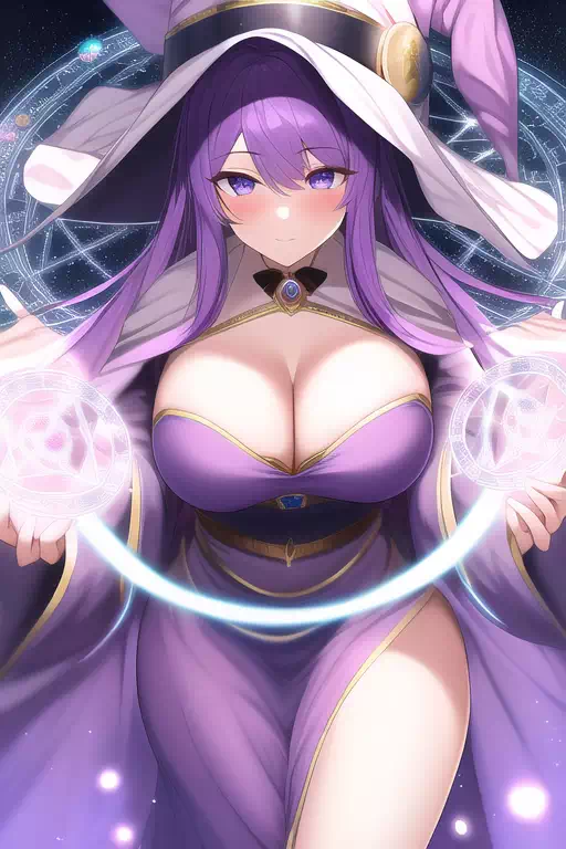 紫髪の巨乳魔女