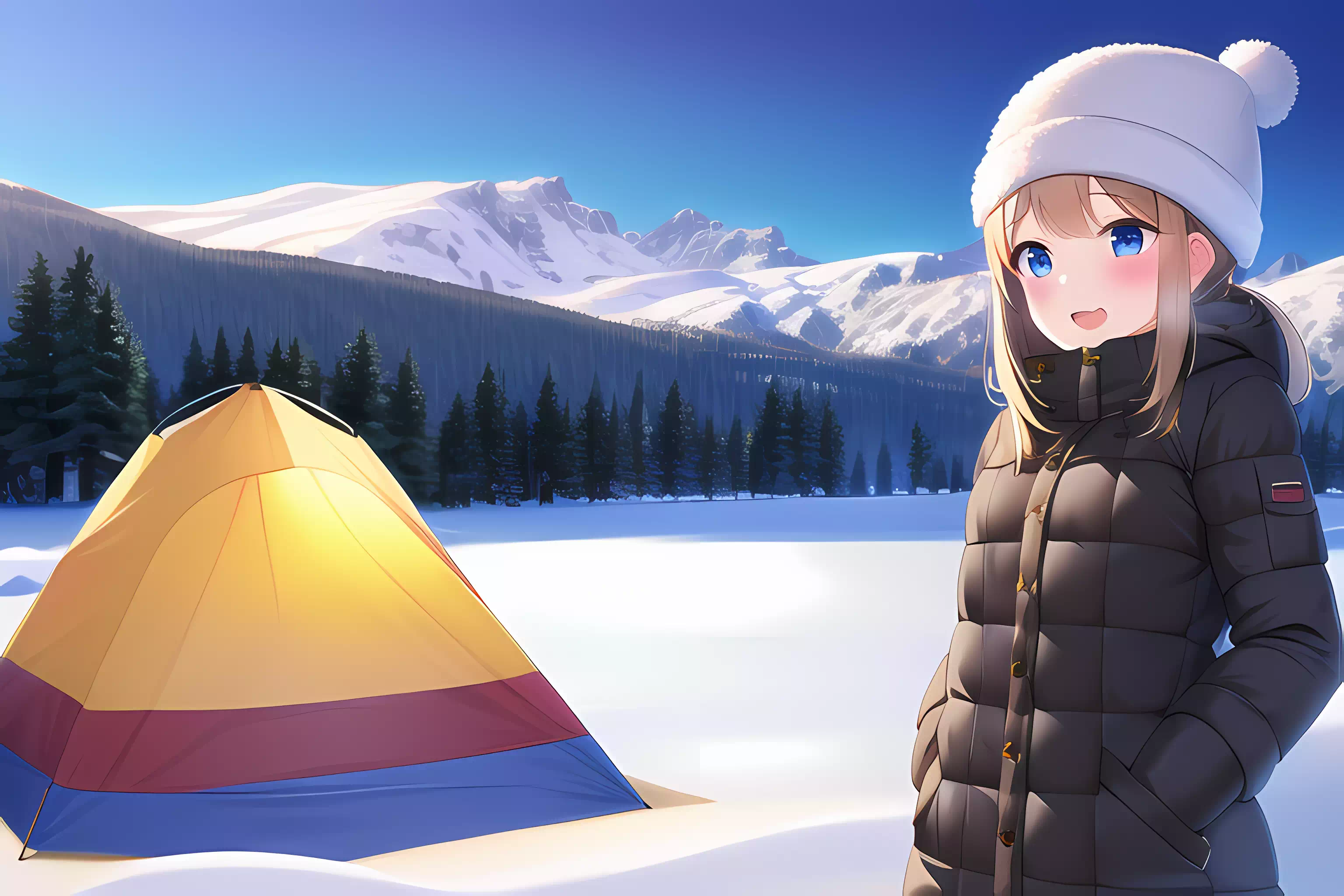 【AI生成】冬×キャンプ×美少女【全年齢】
