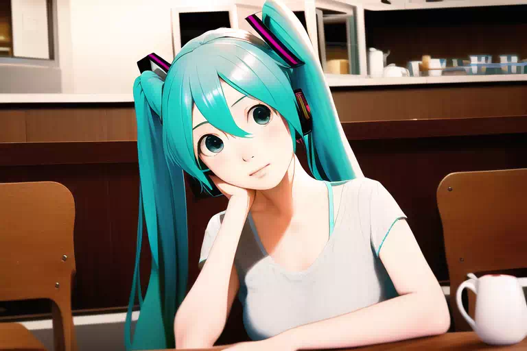 In the cafe 2 (with Hatsune Miku