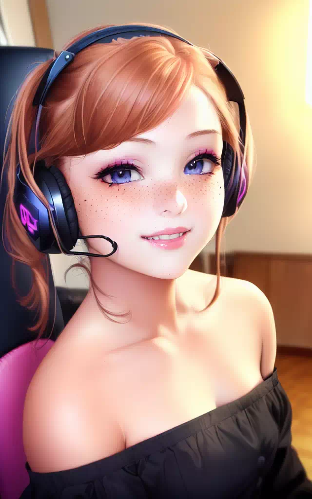 Happy gamer girl