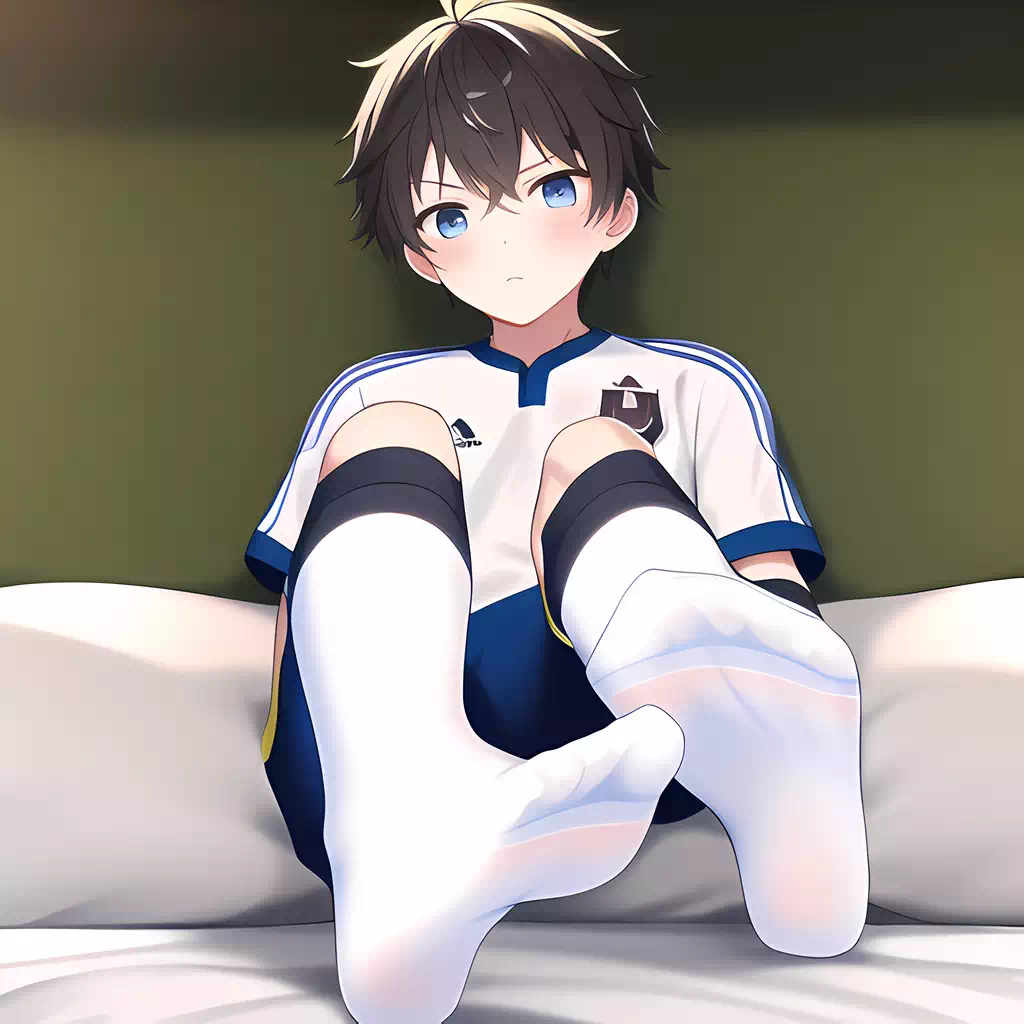 Boy on bed in different clothes