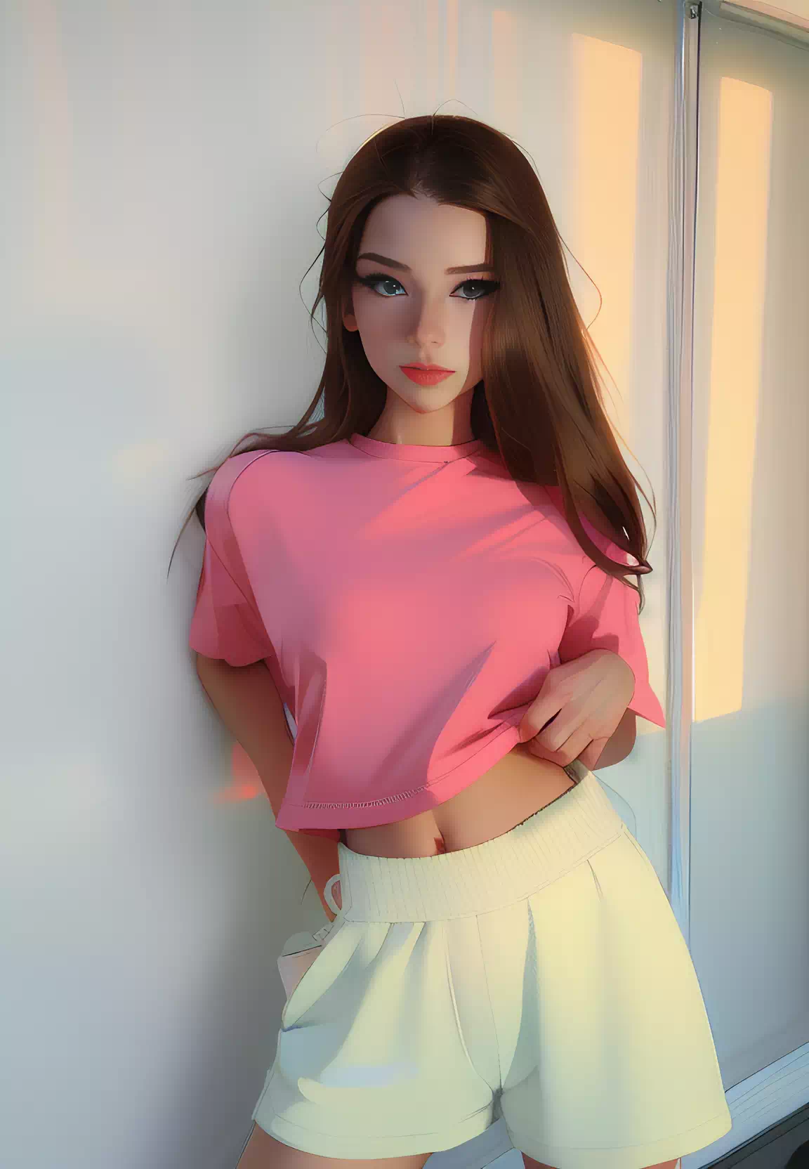 girl in pink top