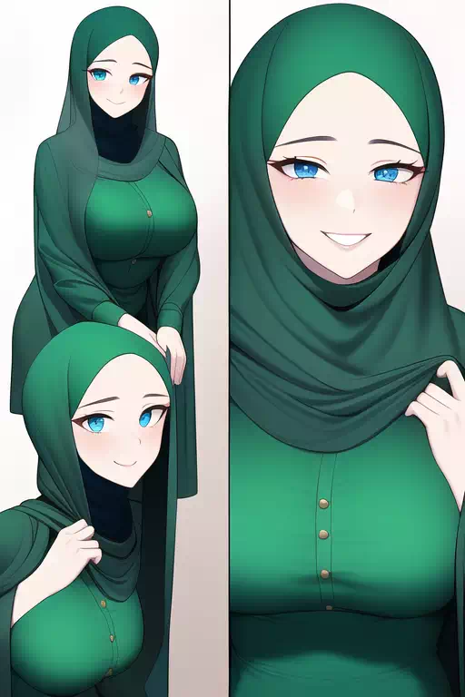 Hijab green beautiful smile