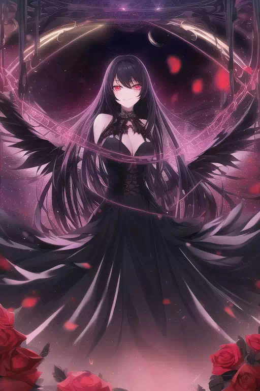 NovelAI 黒姫　黒翼、ファンタジー感MAX版