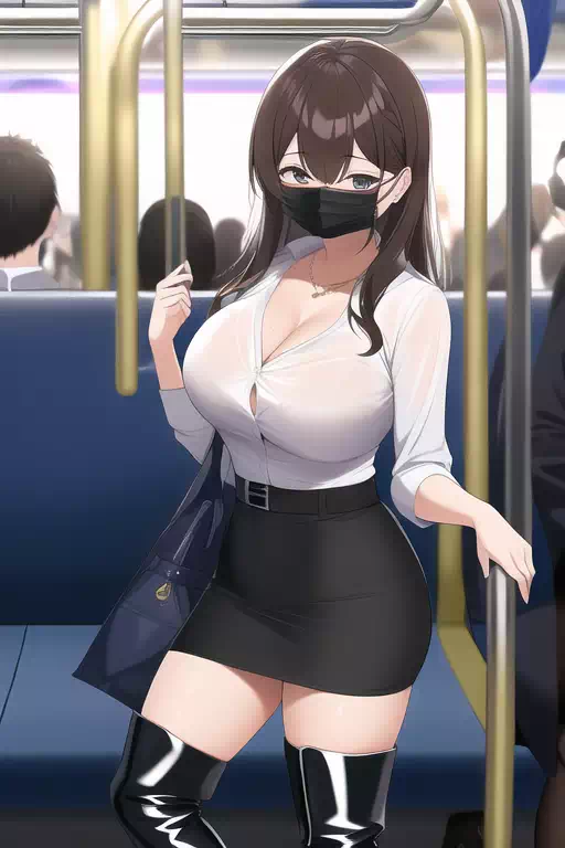 【AI】電車のマスク美女