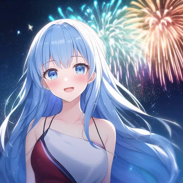 blue fireworks girl1