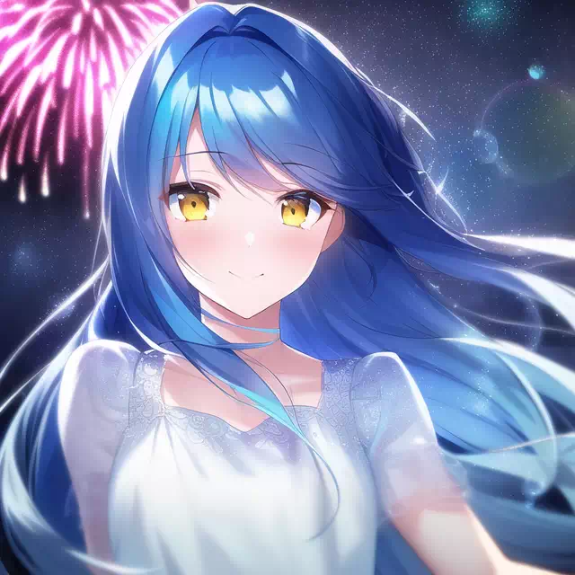 blue fireworks girl2