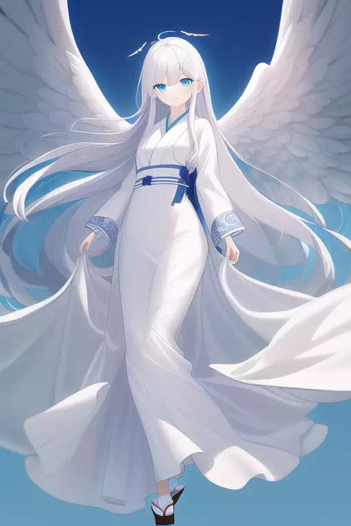 空飛ぶ白髪の天使